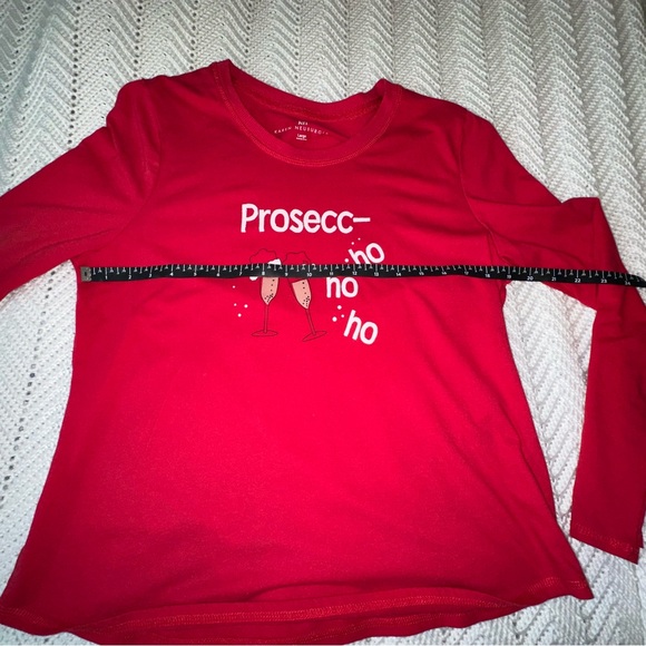 Women's Red Graphic Christmas Tee - Prosecc ho ho ho - Large - Picture 4 of 6